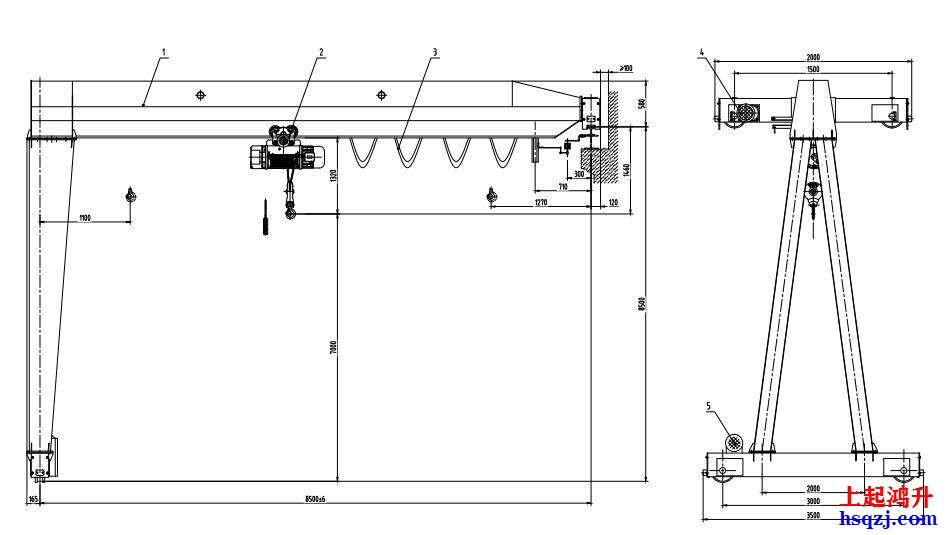 MHB型電動葫蘆半門式起重機(jī)圖紙